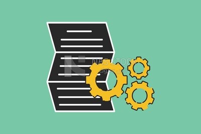 Settings icon beside a paper, icons, templates and vector illustrator