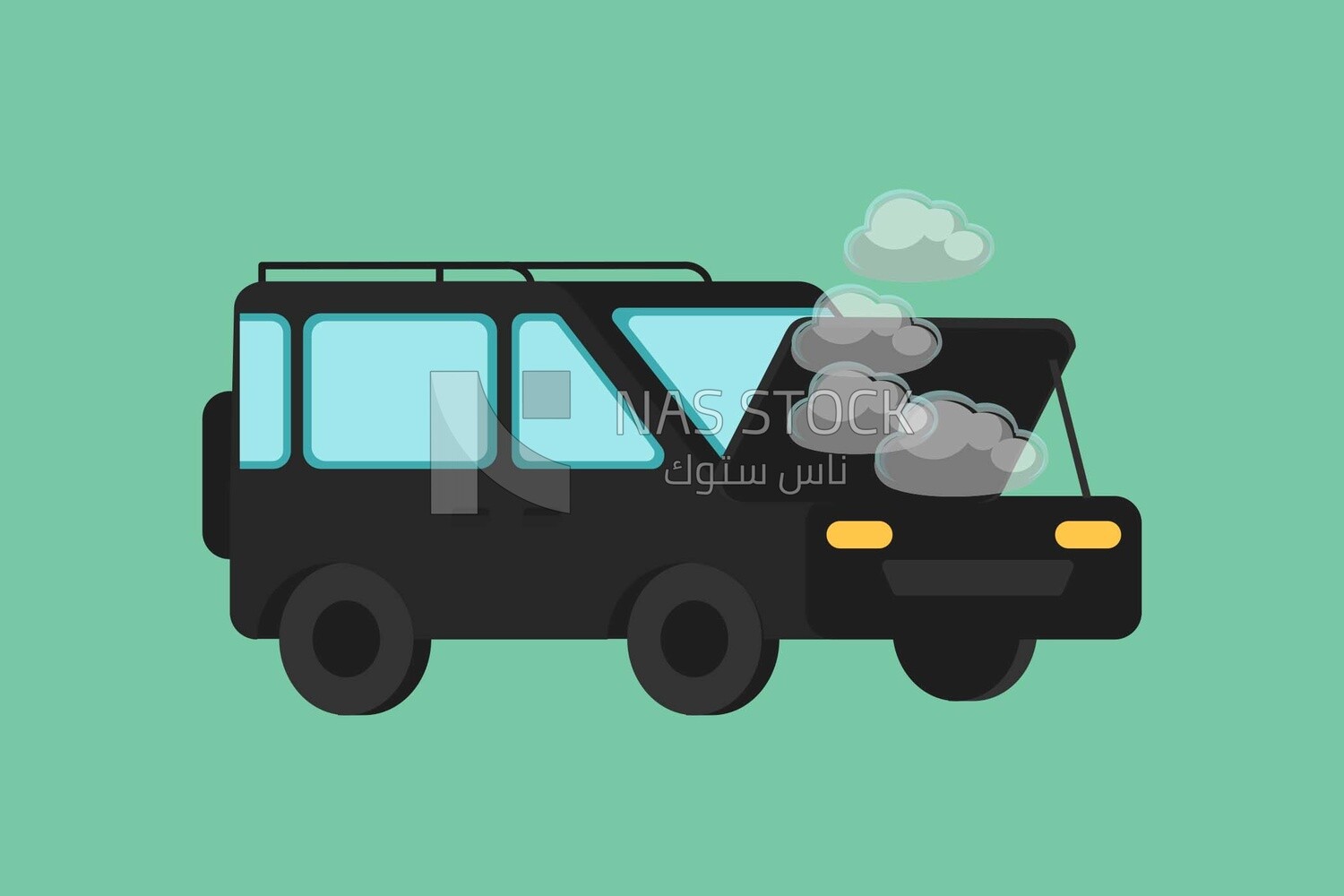 Black car with smoke, icons, templates and vector illustrator