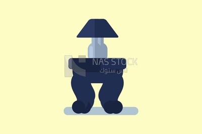 Bedside table with a lamp, icons and templates, vector illustrator