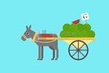 Donkey cart with a watermelon, icons, templates and vector illustrator