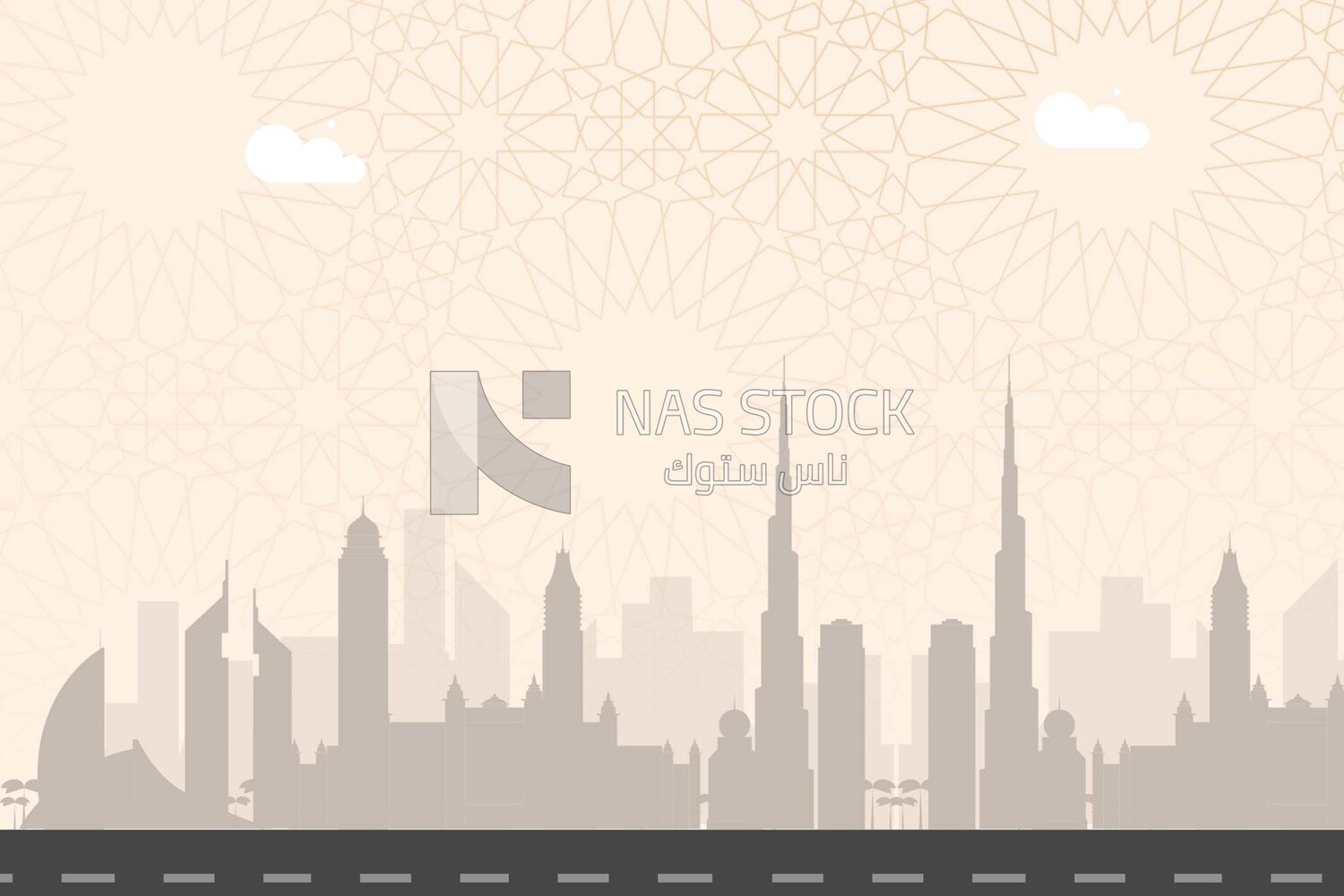 View of a city with towers, wallpaper, vector illustrator