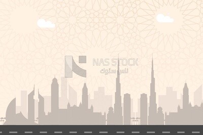 View of a city with towers, wallpaper, vector illustrator