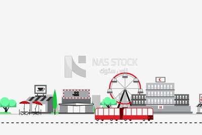 View of a city, wallpaper, vector illustrator