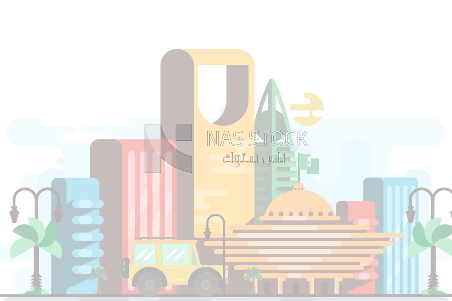 View of a city, wallpaper, vector illustrator