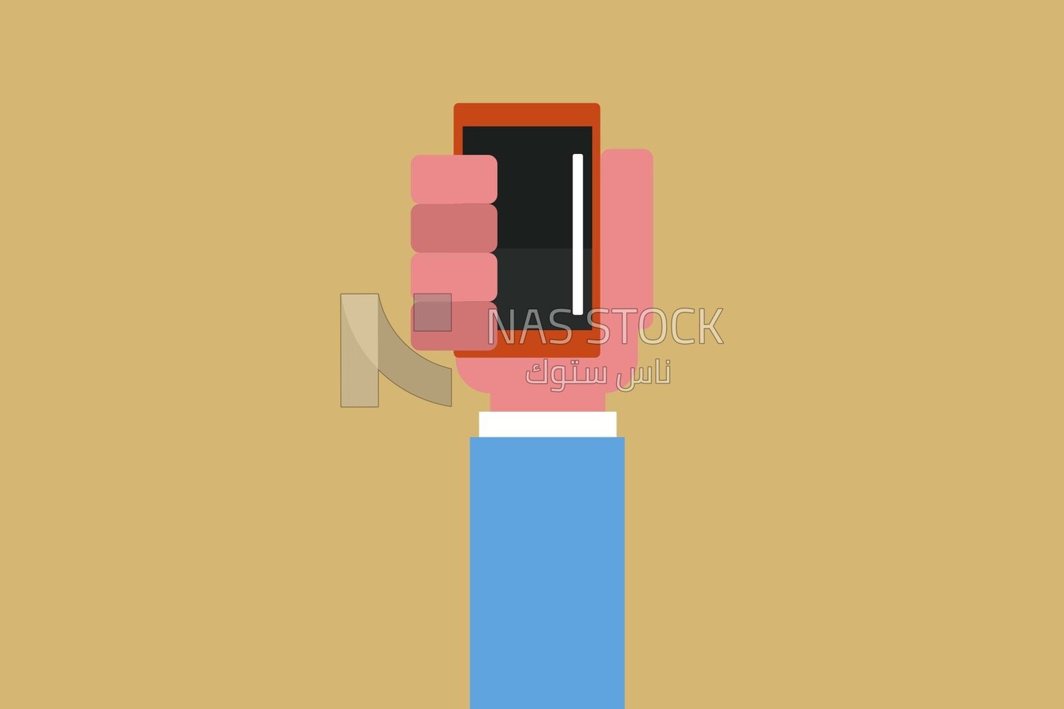 Hand holding a mobile, icons, templates and vector illustrator