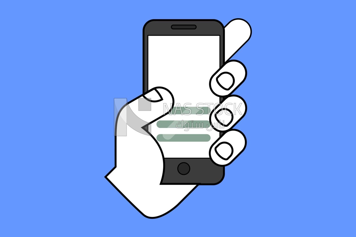 Hand holding a mobile, icons, templates and vector illustrator