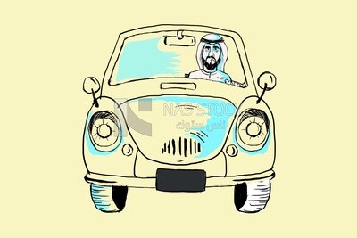 Character of a gulf man driving a car, vector illustrator