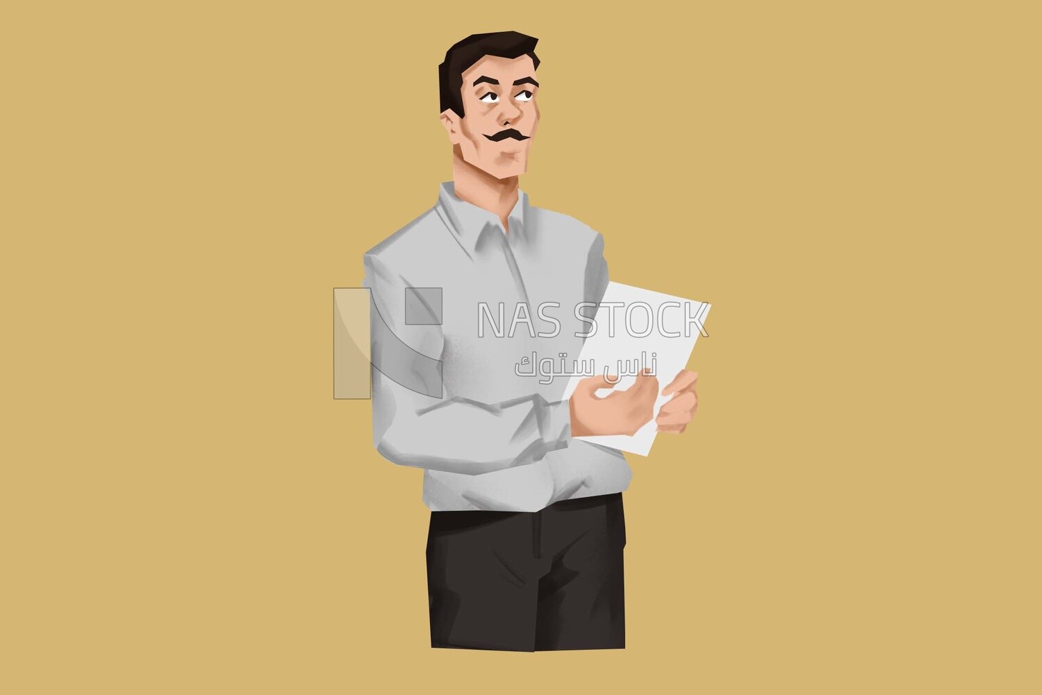 شخصية رجل يحمل اوراق ، فيكتور اليستريتور
