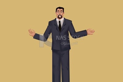 Character of a man wearing a suit, vector illustrator