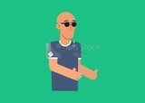 Character of a blind man wearing black glasses, vector illustrator