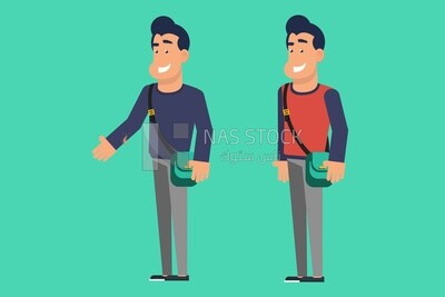 Two characters of men with different poses, vector illustrator