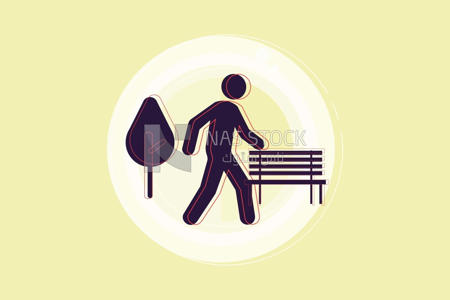 Person walking in the garden, vector illustrator