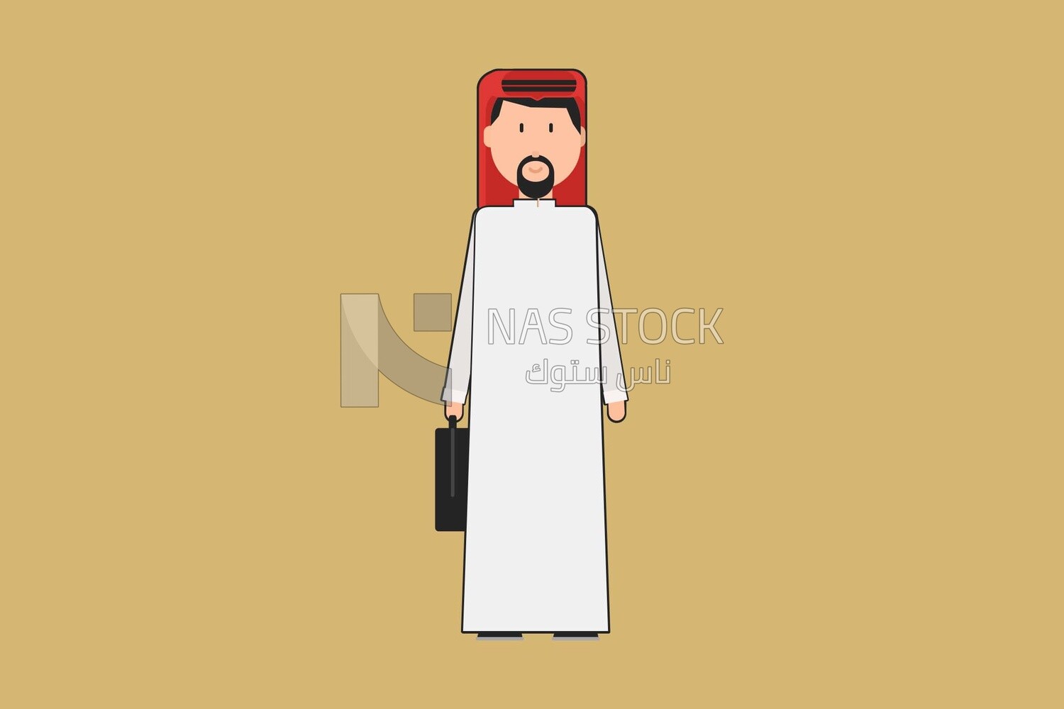 Character of a gulf man holding a lesser bag, vector illustrator