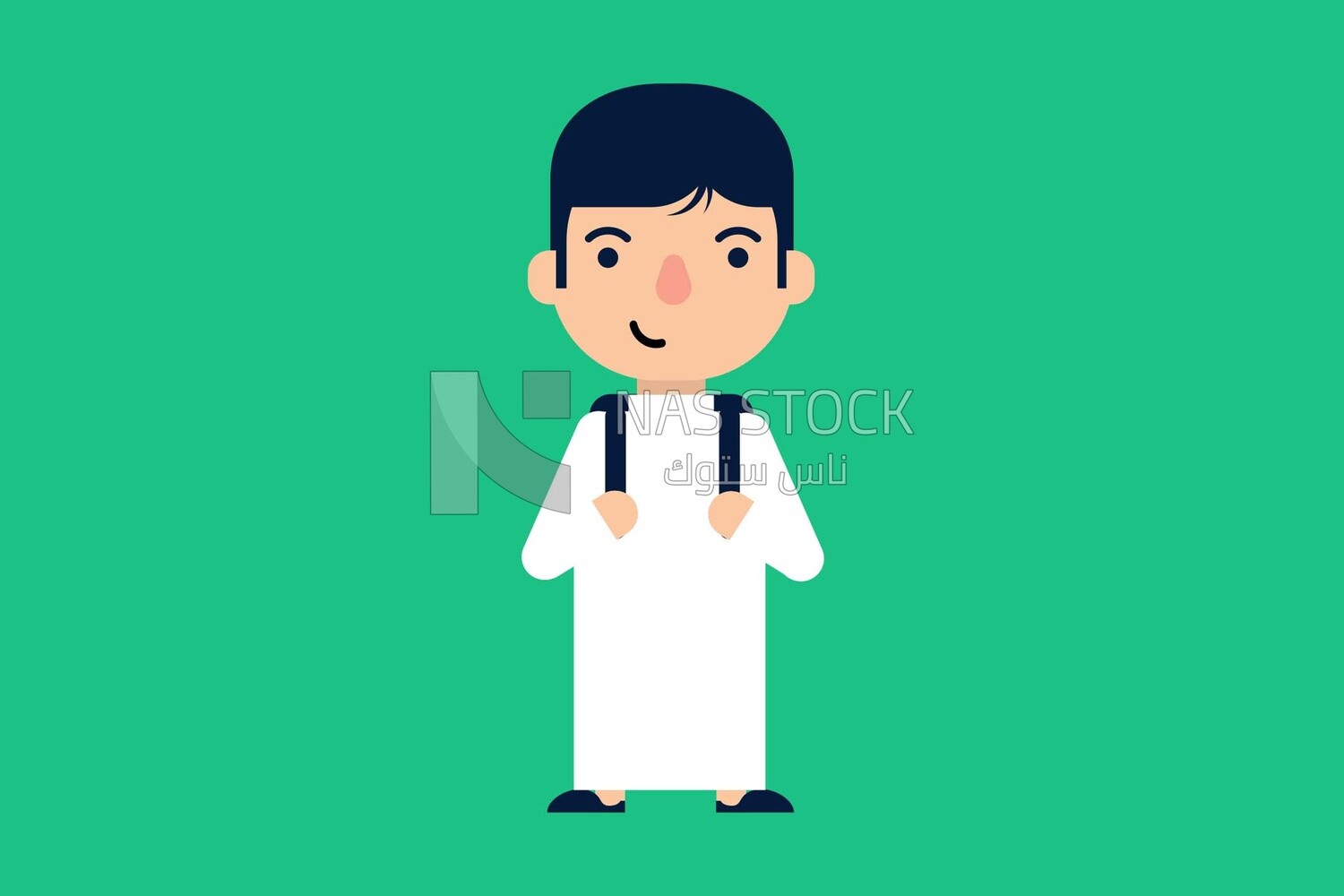 Character of a boy going to the school, vector illustrator