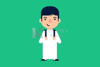 Character of a boy going to the school, vector illustrator