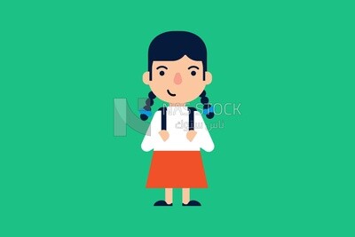 Character of a girl going to the school, vector illustrator
