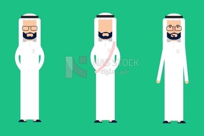 Three characters of gulf men with different poses, vector illustrator