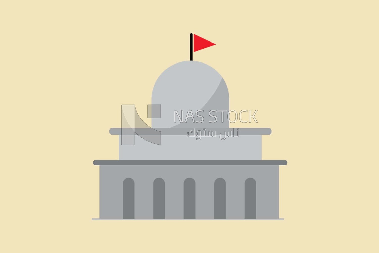 Building with a dome and a red flag on it, icons, templates and vector illustrator