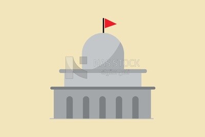 Building with a dome and a red flag on it, icons, templates and vector illustrator