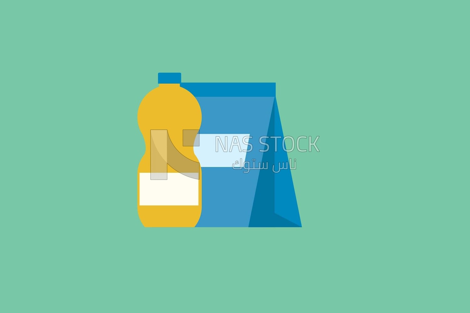 Bottle beside a bag, icons, templates and vector illustrator