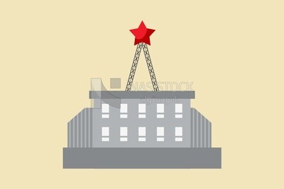 Building with a red star on it, icons, templates and vector illustrator