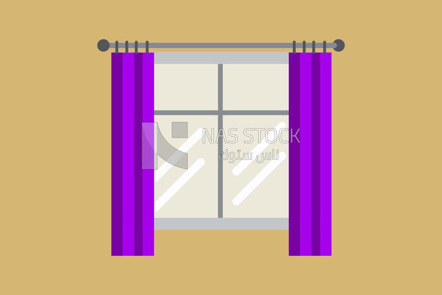 Window with curtains, icons, templates and vector illustrator