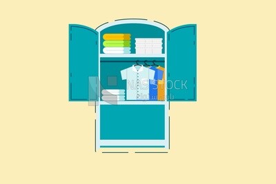 Cupboard with clothes, icons, templates and vector illustrator