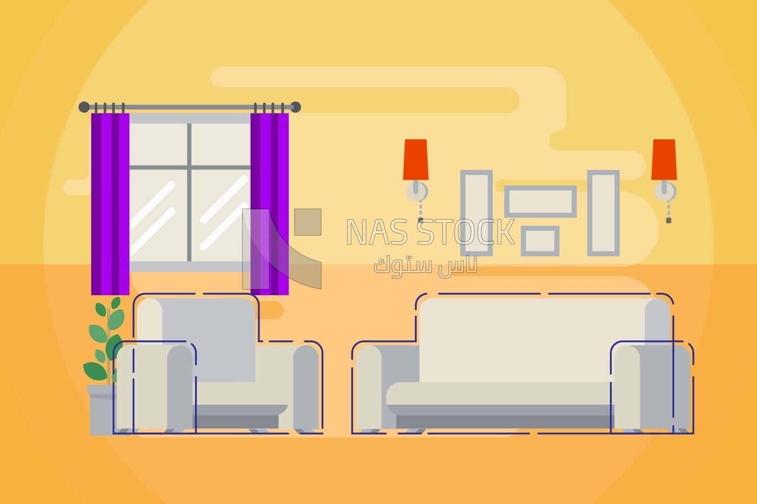 View of the living room, icons, templates and vector illustrator