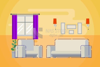 View of the living room, icons, templates and vector illustrator