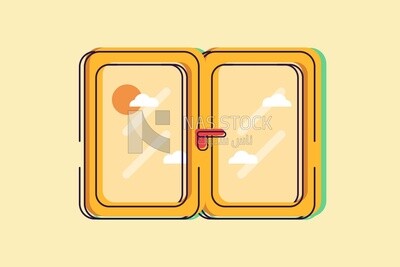 Window with morning view, icons, templates and vector illustrator