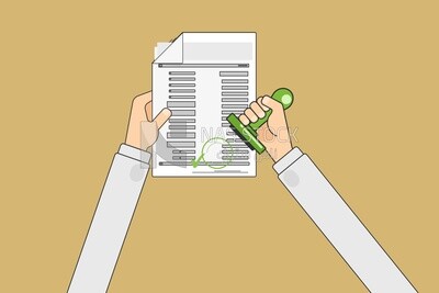 يد تحمل ختما على ورقة ، أيقونات ورموز، فيكتور اليستريتور