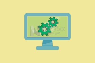 Computer screen with settings icons on it, icons, templates and vector illustrator