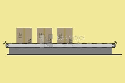 Boxes on the conveyor belt, icons, templates and vector illustrator