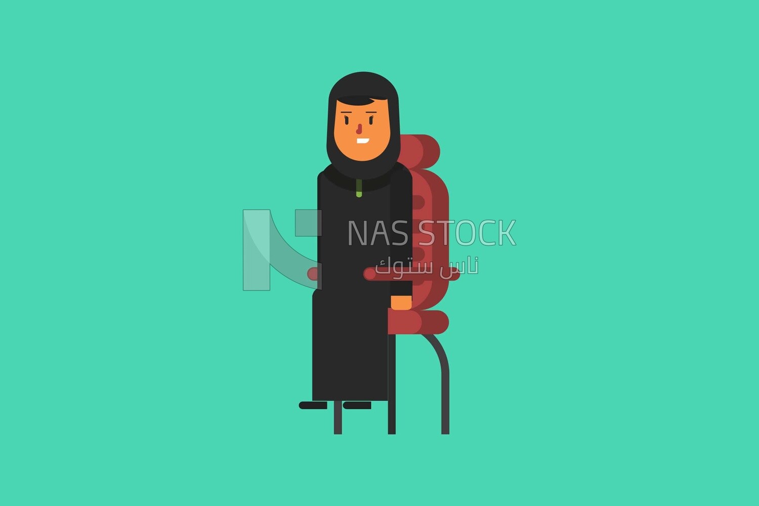 Woman is sitting on a chair
