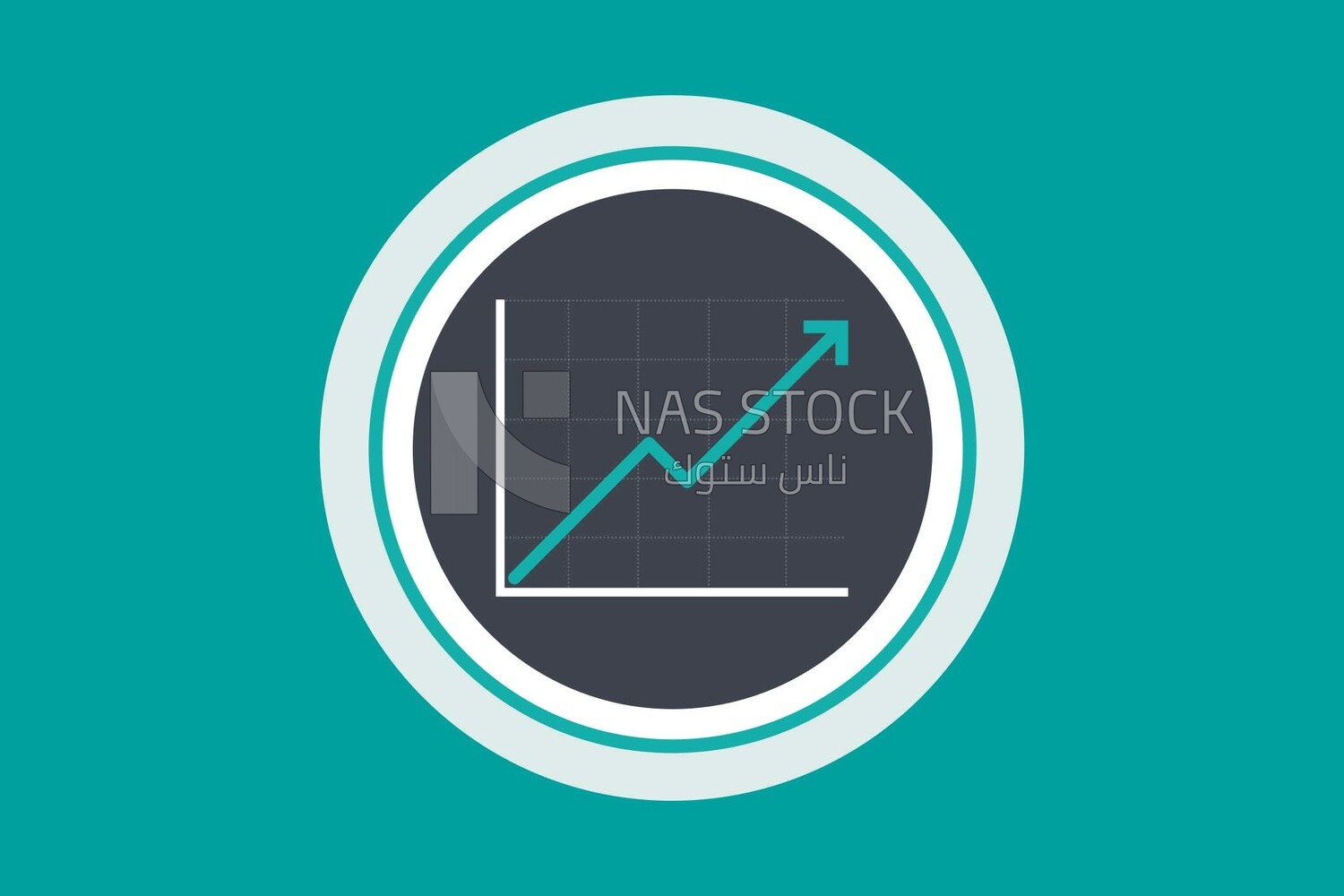 Circle with a finance bar, graphics, icons, vector illustrator.