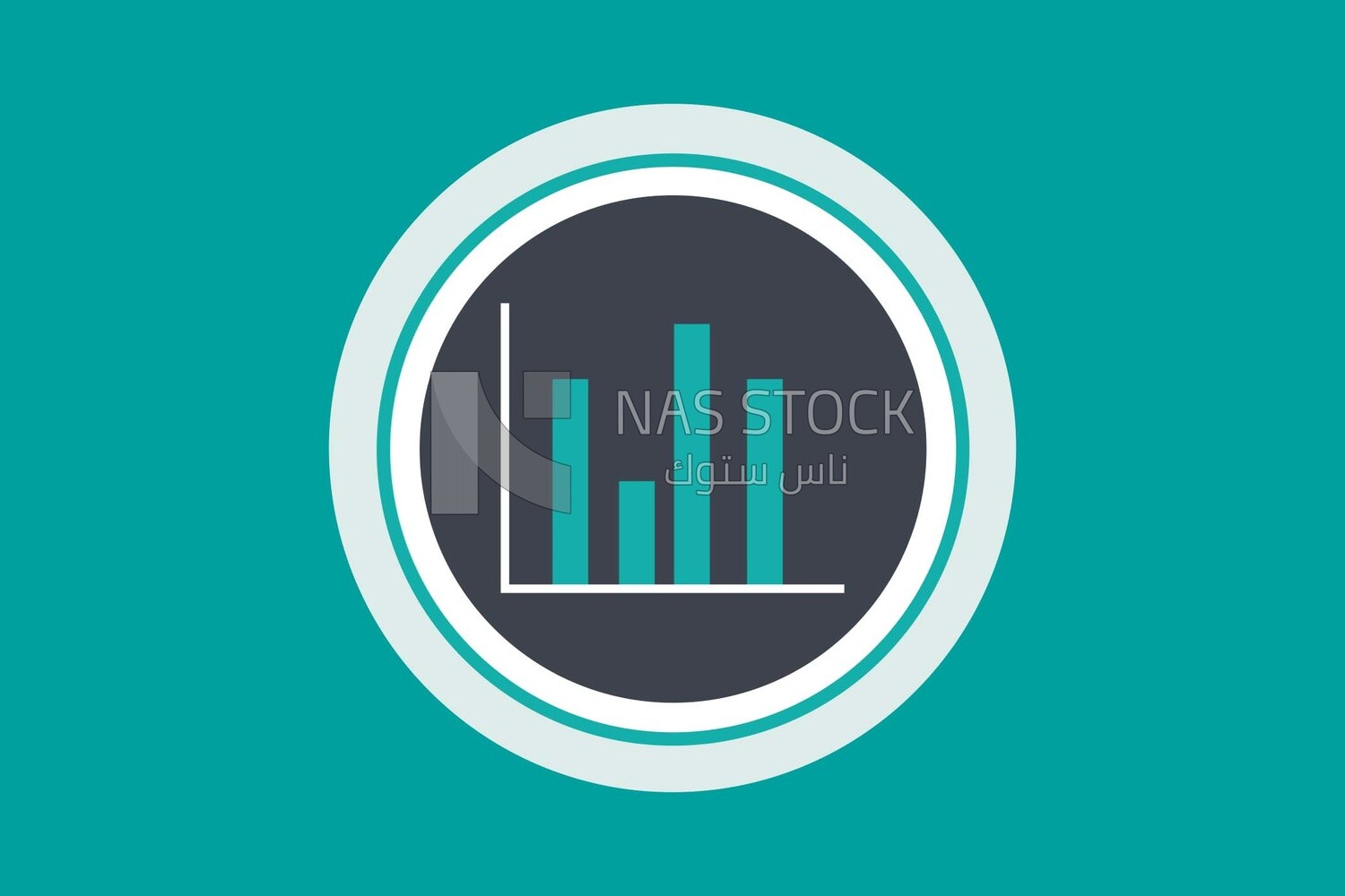 Circle with a finance bar, graphics, icons, vector illustrator.