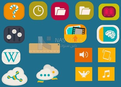 Different icons on the same background, graphics, icons, vector illustrator.