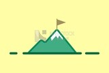 Mountain with a flag on it, icons, vector illustrator