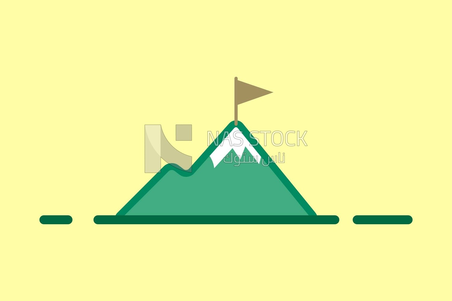 Mountain with a flag on it, icons, vector illustrator