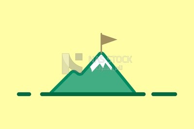 Mountain with a flag on it, icons, vector illustrator