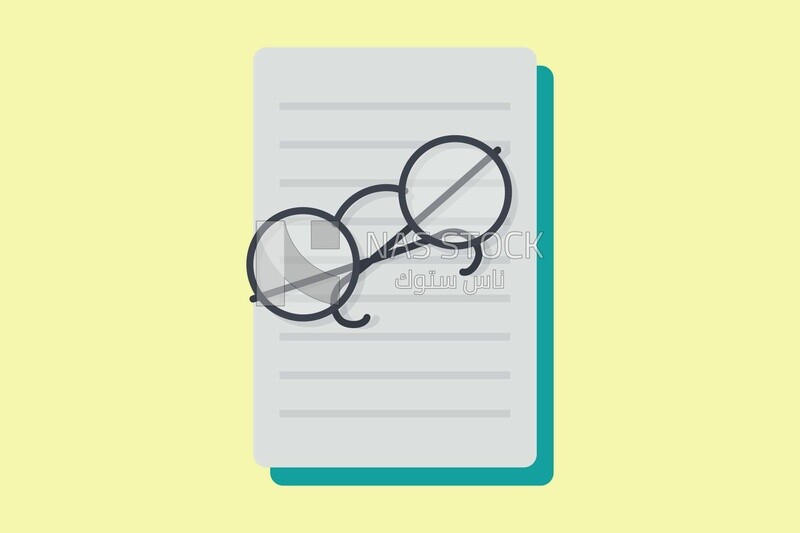 Paper with glasses on it, graphics, icons, vector illustrator.