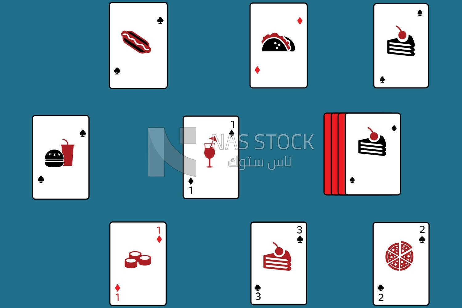 Different cards on the same background, graphics, icons, vector illustrator.