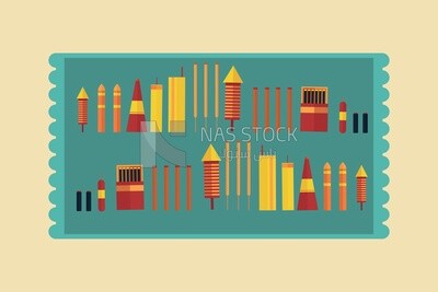 Green carpet with different shapes of rockets, icons and templates, vector illustrator