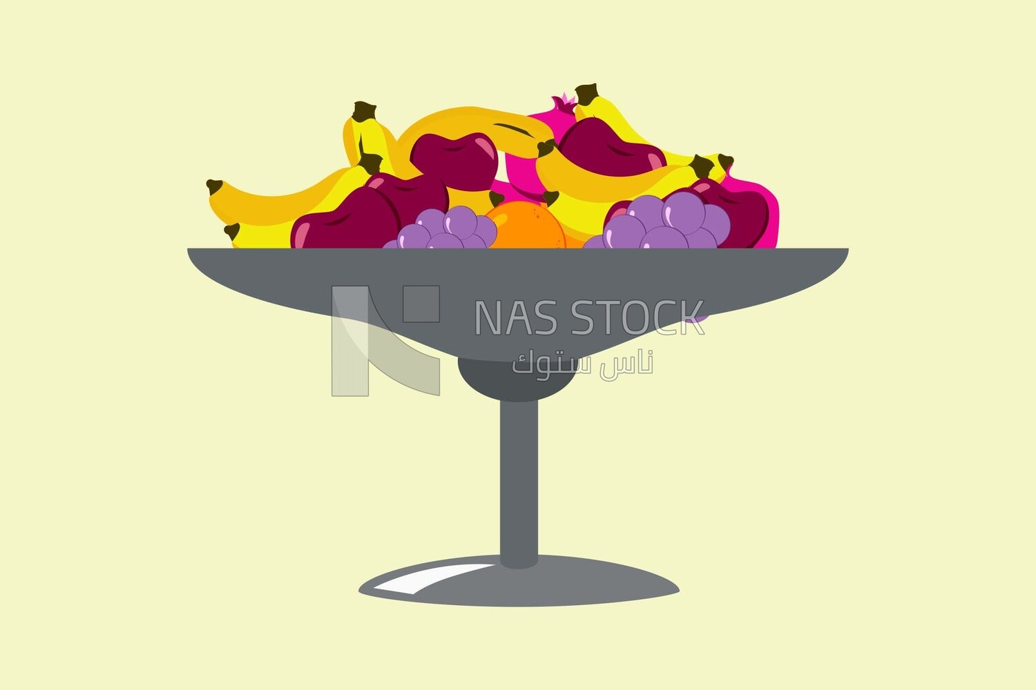 Plate of fruits, icons and templates, vector illustrator