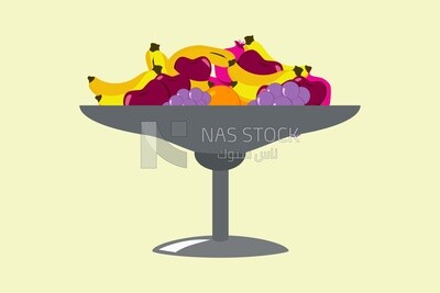 Plate of fruits, icons and templates, vector illustrator