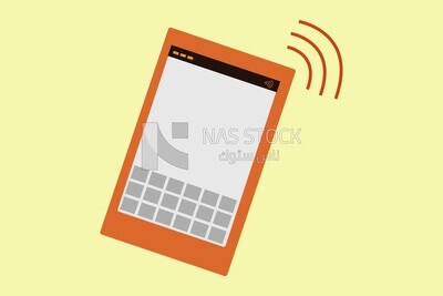 Tablet with wifi sign, graphics, icons, vector illustrator.
