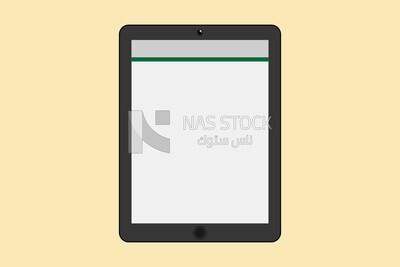 Tablet with a white screen, graphics, icons, vector illustrator.