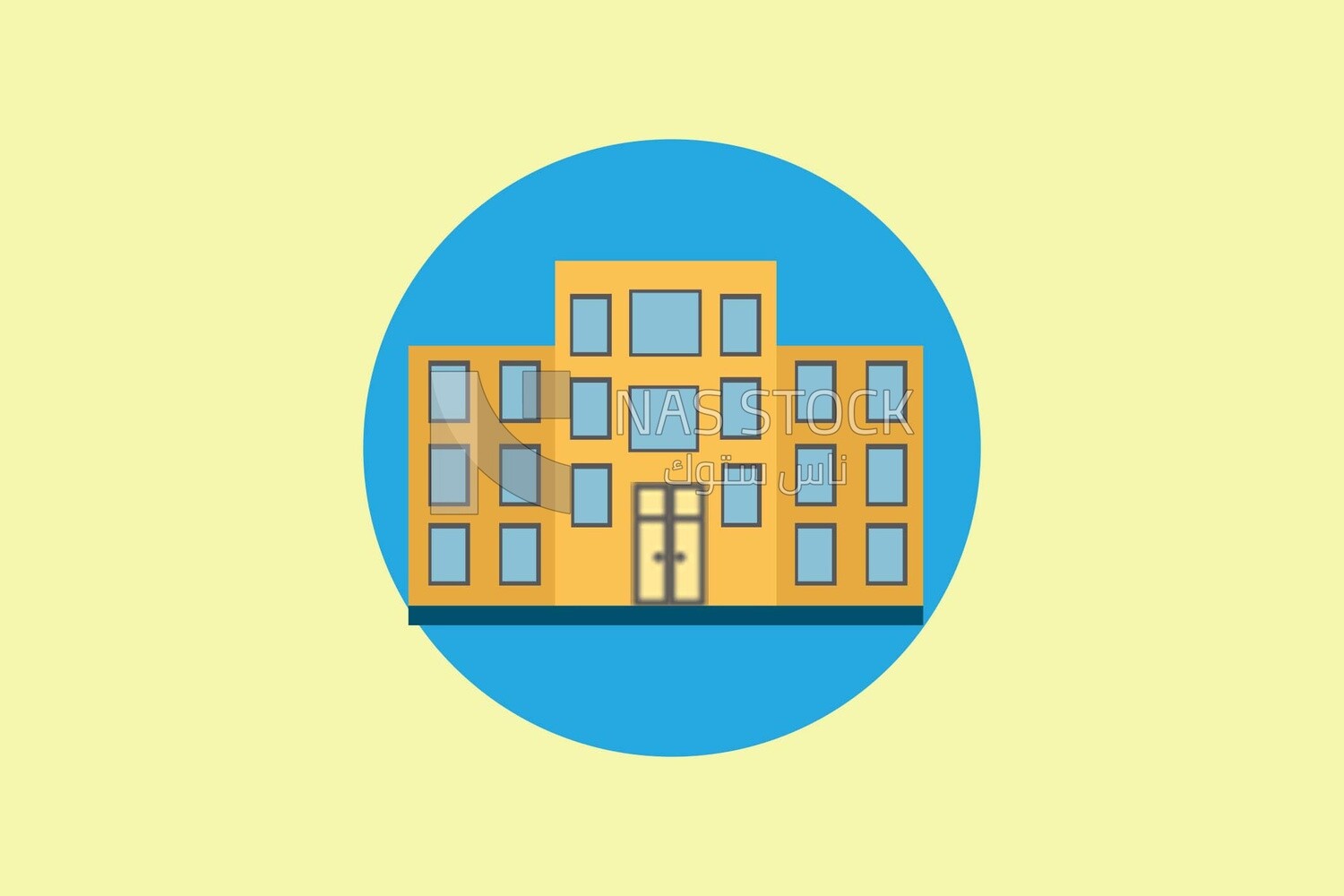 Building icon on a blue circle, icons and templates, vector illustrator
