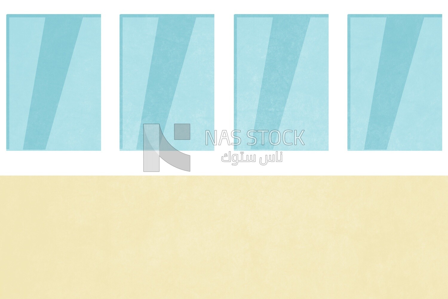 Four pieces of glass on a yellow background, wallpaper, vector illustrator