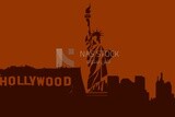 Statue beside Hollywood, wallpaper, vector illustrator